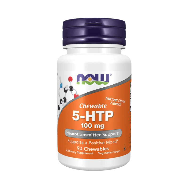 NOW 5-HTP - 100mg - 90 chewable lozenges | Kramtomos pastilės