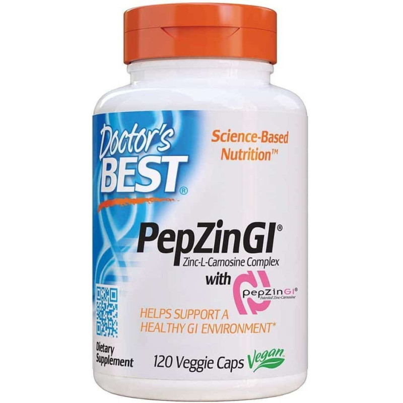 Doctor's Best PepZin GI - 120 vcaps | Zinc-L-Carnosine Complex