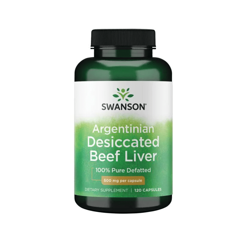 Swanson Desiccated Beef Liver 500mg - 100% Pure Defatted - 120 caps