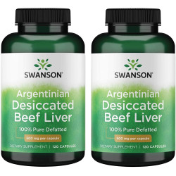 2x Swanson Desiccated Beef Liver 500mg – 100% Pure Defatted – 120 caps