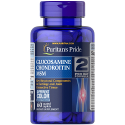 Puritan's Pride Glucosamine, Chondroitin & MSM - 2 Per Day Formula 60 coated caplets