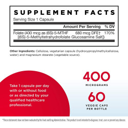 Jarrow Formulas Methyl Folate, 400mcg - 60 vcaps