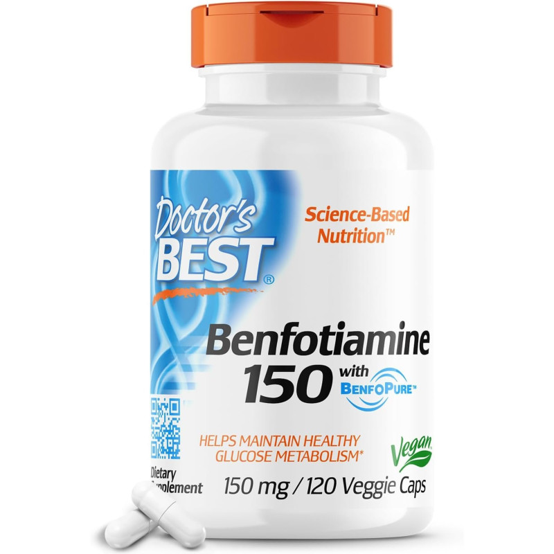 Doctor's Best Benfotiamine 150 with BenfoPure, 150 mg, 120 Veggie Caps