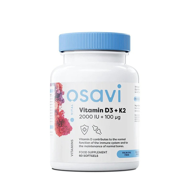 Osavi Vitamin D3 + K2, 2000 IU + 100 μg - 60 softgels