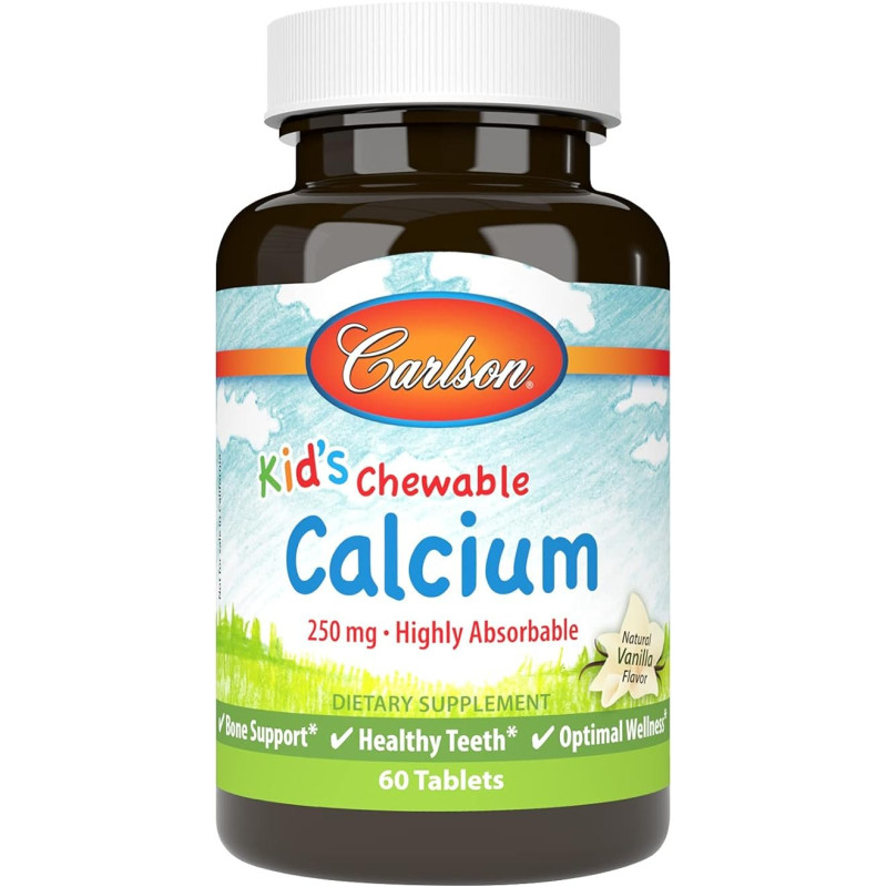 Carlson Labs Kid's Chewable Calcium, 250mg Natural Vanilla - 60 tablets