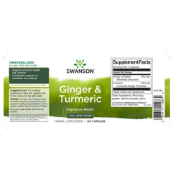 Swanson Ginger & Turmeric 60caps Imbieras su ciberžole