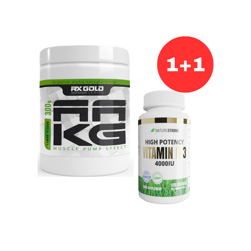 Deal'as 1+1!! RX Gold AAKG 300g + Naturestrong High Potency Vitamin D-3 4000IU 120 softgels