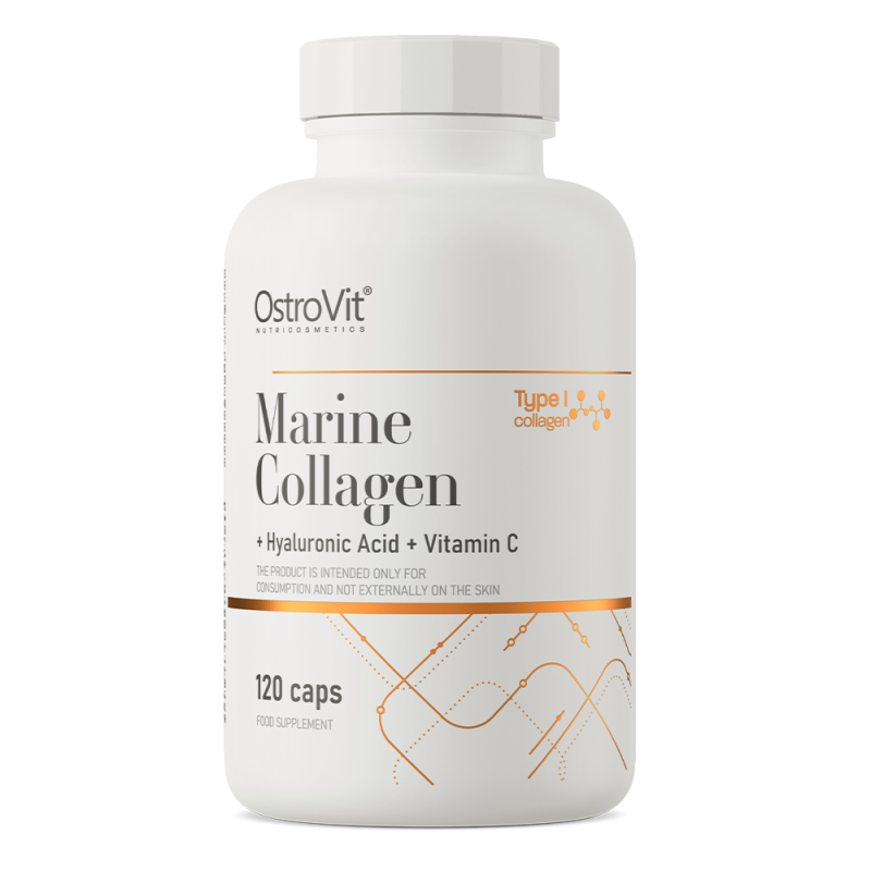 OstroVit Marine Collagen with Hyaluronic Acid and Vitamin C 120 caps Kolagenas su Hialuronu ir vit C