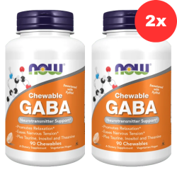 2x NOW Foods Gaba Chewable with Taurine, Inositol and L-Theanine - 90 chewables