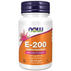 Now Foods Vitamin E-200 d-alpha Tocopheryl 100 softgels