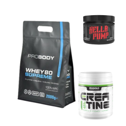 The Iron X Hella Pump 210g+ RX Gold Creatine + Probody Whey 80 Protein 2 kg