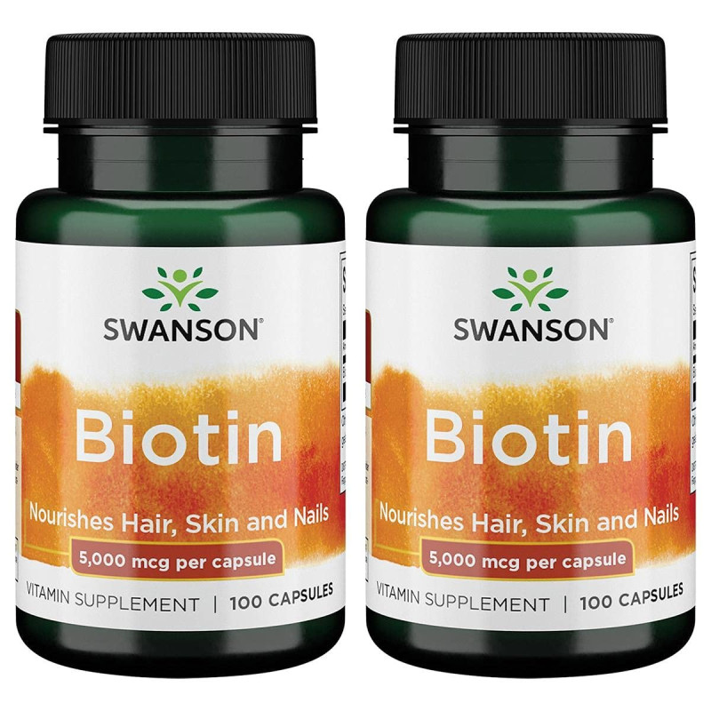 2x Swanson Biotin 5000mcg 100caps