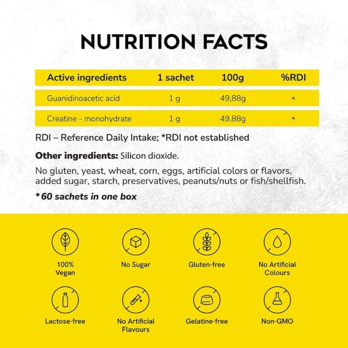 Nutricamed CreGAAtine 60 sachets - Micronized Creatine Monohydrate + GAA - Image 2