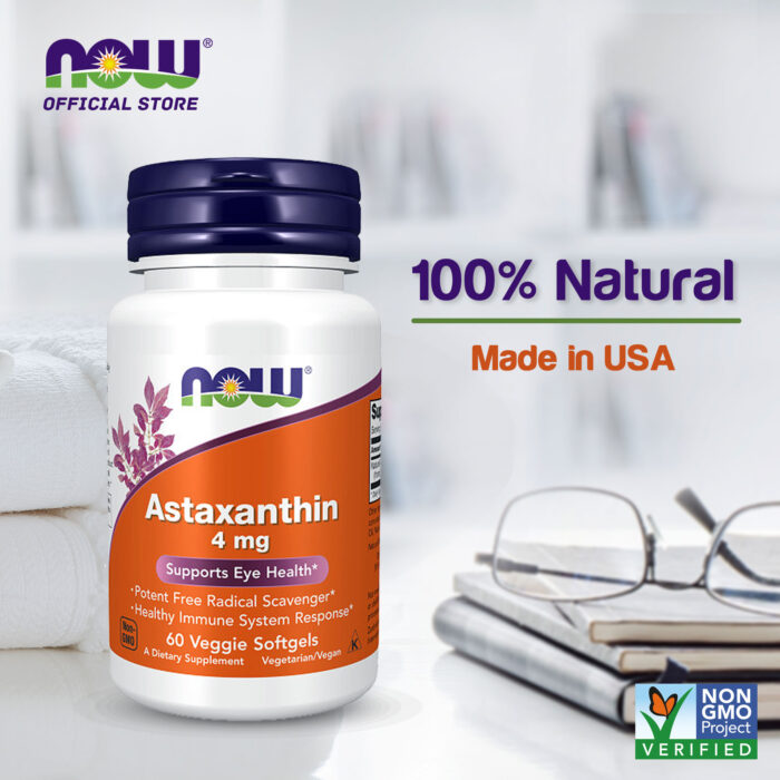 NOW Foods Astaxanthin, 4mg - 60 veggie softgels - Image 2